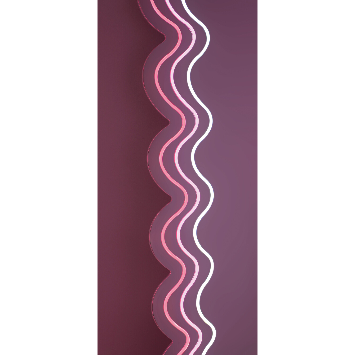 Pink and White Neon Acrylic Wave LED Mirror Image 5