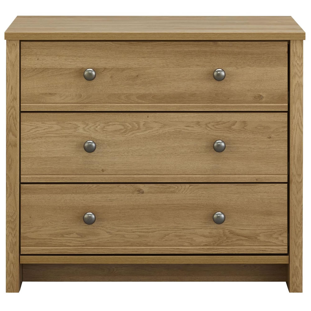 Clovelly 3 Drawer Rustic Oak Effect Large Chest of  Drawers Image
