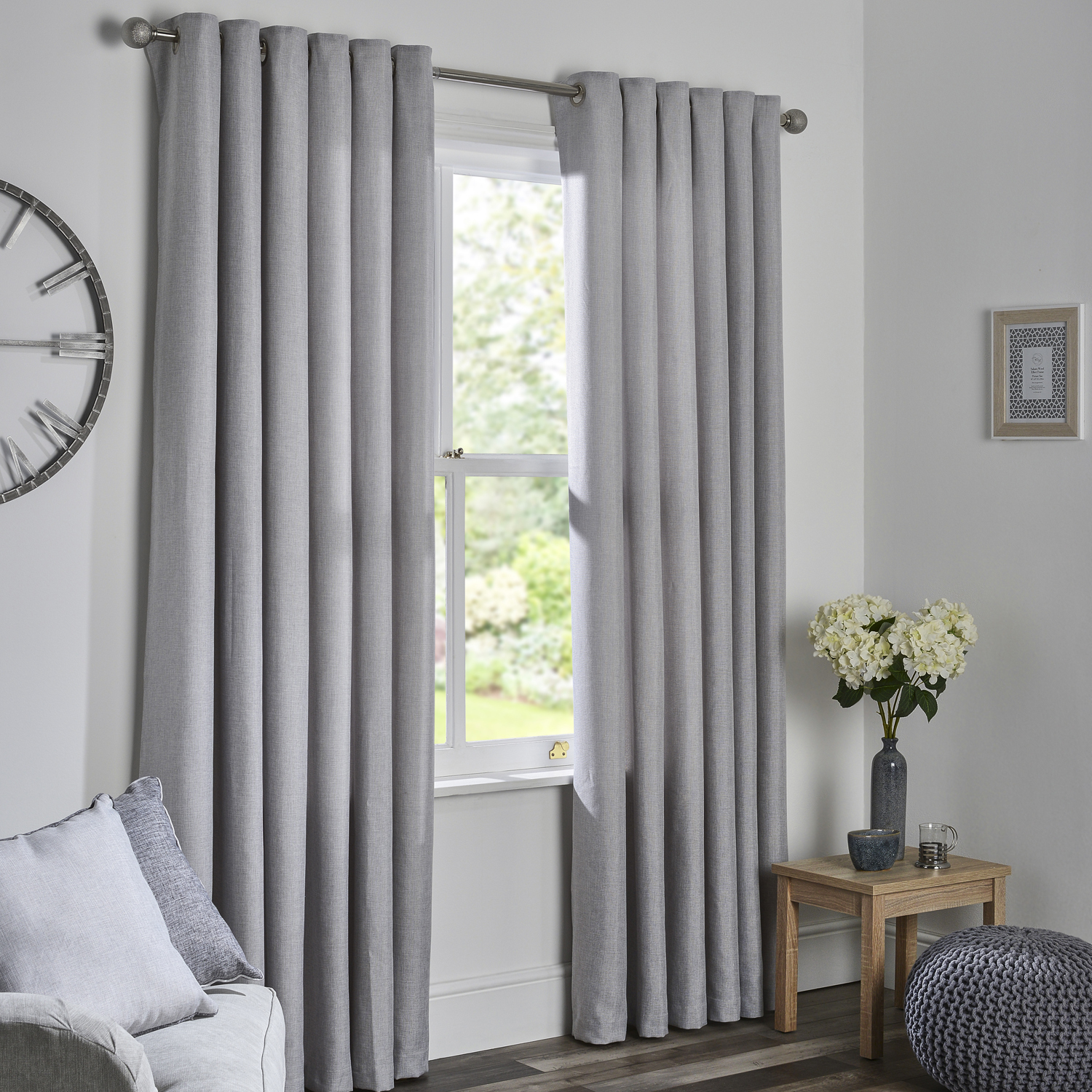 Divante Chatsworth Grey Thermal Lined Eyelet Curtains 183 x 168cm Image 2