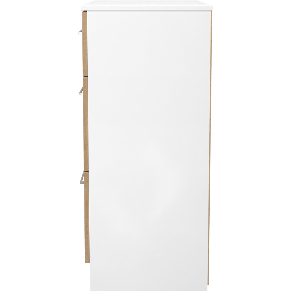 Crowndale Worcester 3 Drawer Slatt Effect and White Deep Chest of Drawers Ready Assembled Image 4