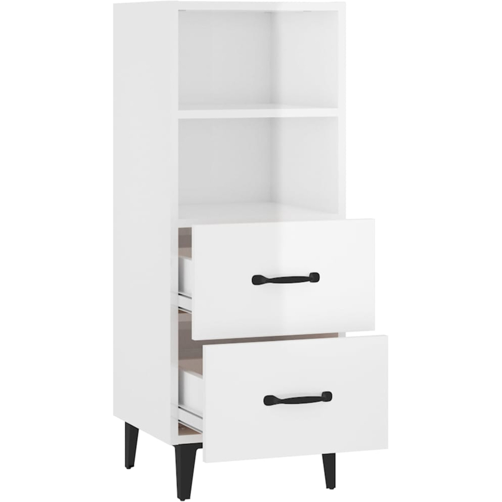 vidaXL 2 Drawer 2 Shelf High Gloss White Sideboard Image 6