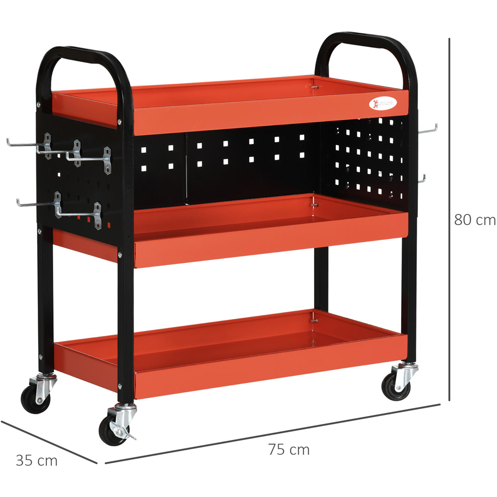 Durhand Black and Red 3 Shelf Tool Trolley Image 7
