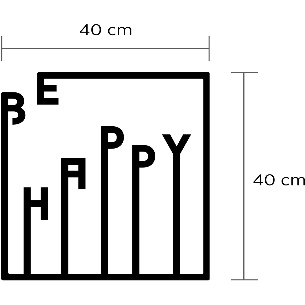 Decortie Black Happy Theme Metal Wall Art Image 3