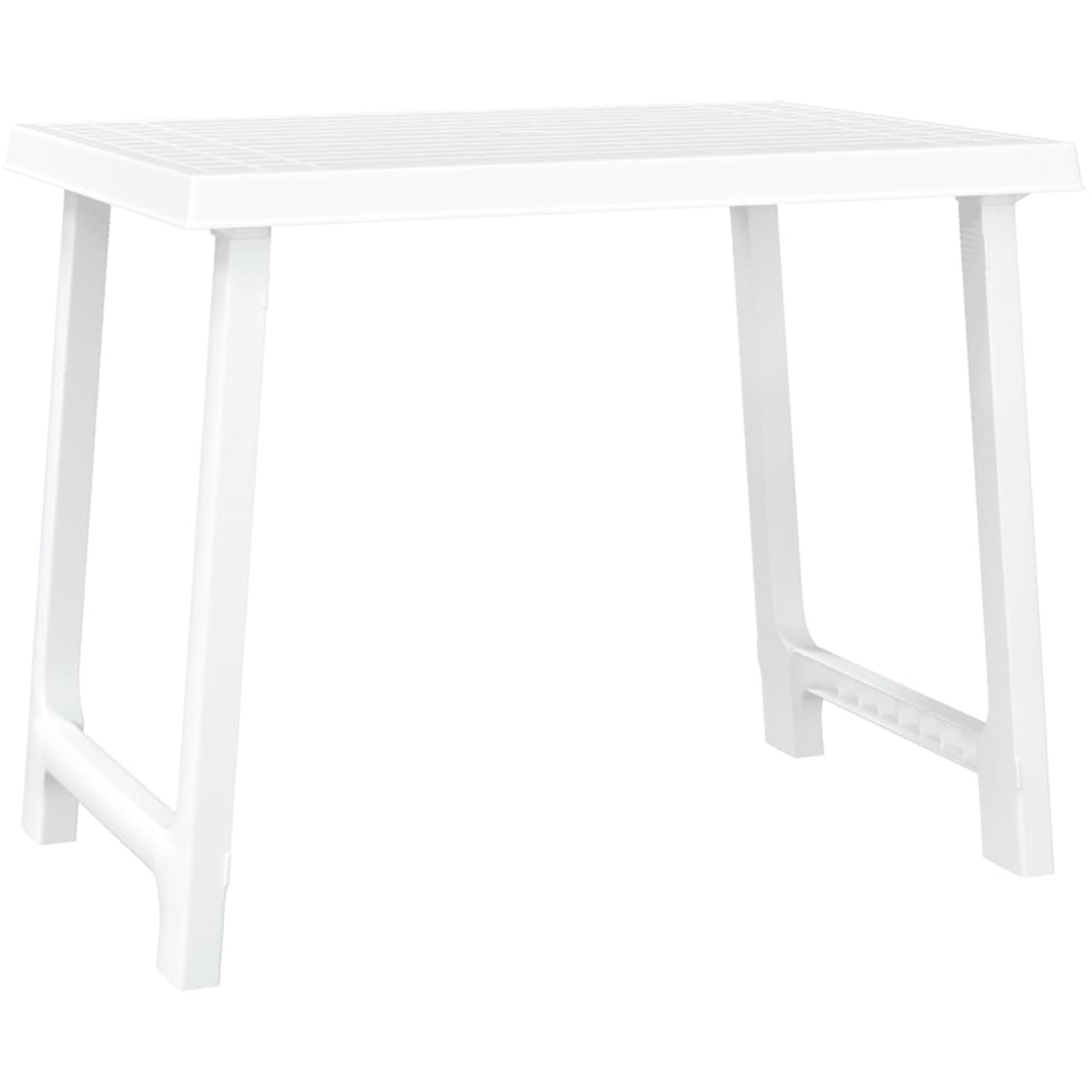 vidaXL White Wooden Effect Plastic Foldable Camping Table Image 1