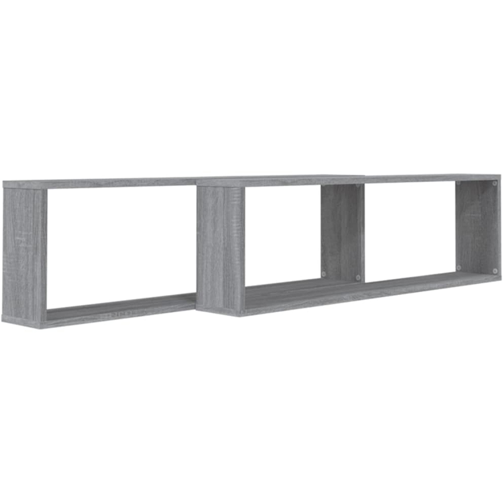 vidaXL 100cm Set of 2 Grey Sonoma Cube Floating Wall Shelf Image 2