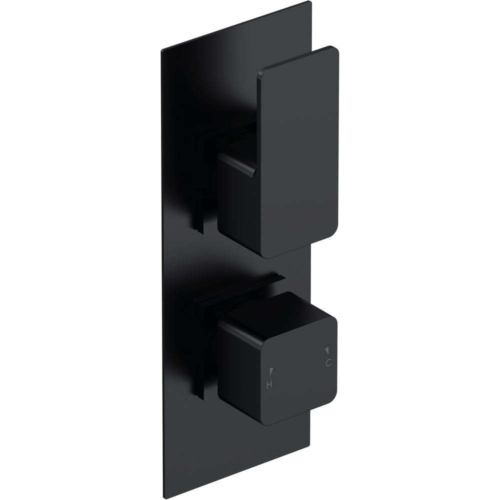 nuie Windon Matt Black Twin Thermostatic Valve with Diverter Image 1