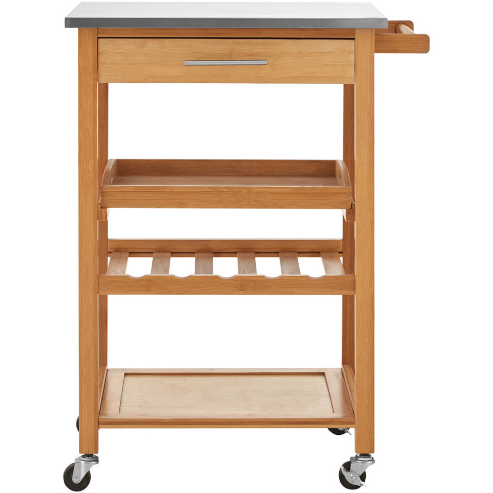 Premier Housewares Bamboo Kitchen Trolley with One Drawer Image 5