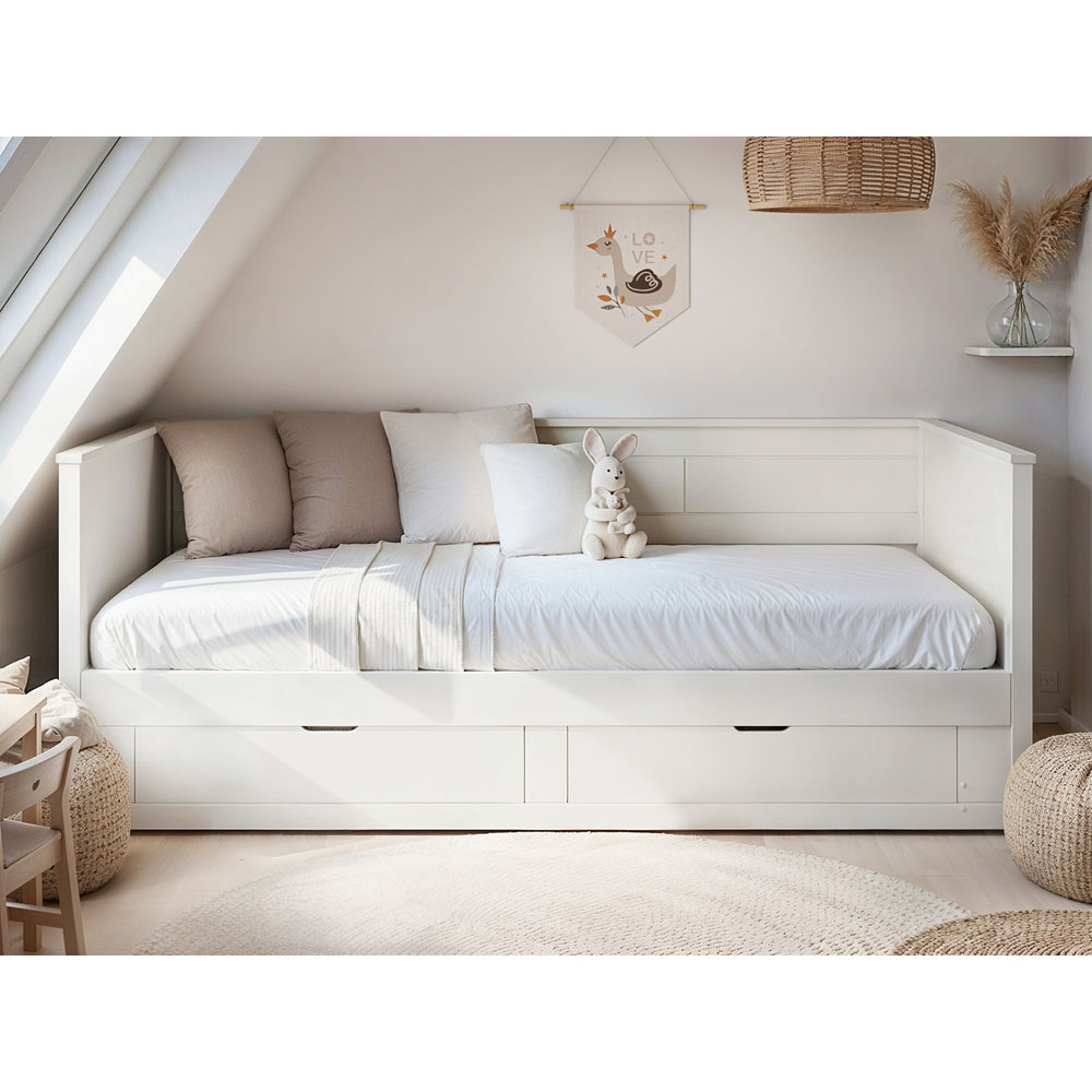 Noomi Iris 2 Drawer White Daybed with Trundle Image 7
