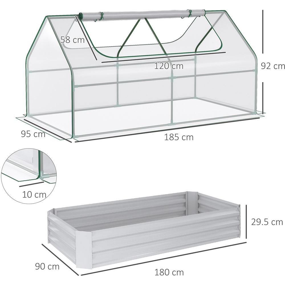 Outsunny Clear Window Large Raised Garden Bed Planter Box with Greenhouse Image 7