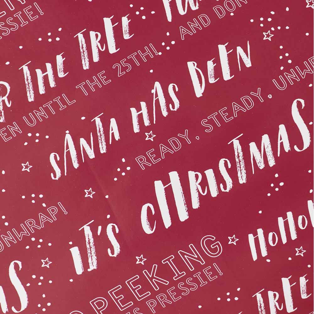 Wilko 4m Alpine Home Text Red Christmas Wrapping Paper Image 2