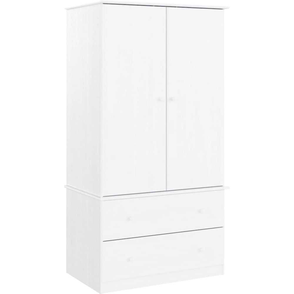 vidaXL Alta 2 Door 2 Drawer White Solid Wood Pine Wardrobe Image 2