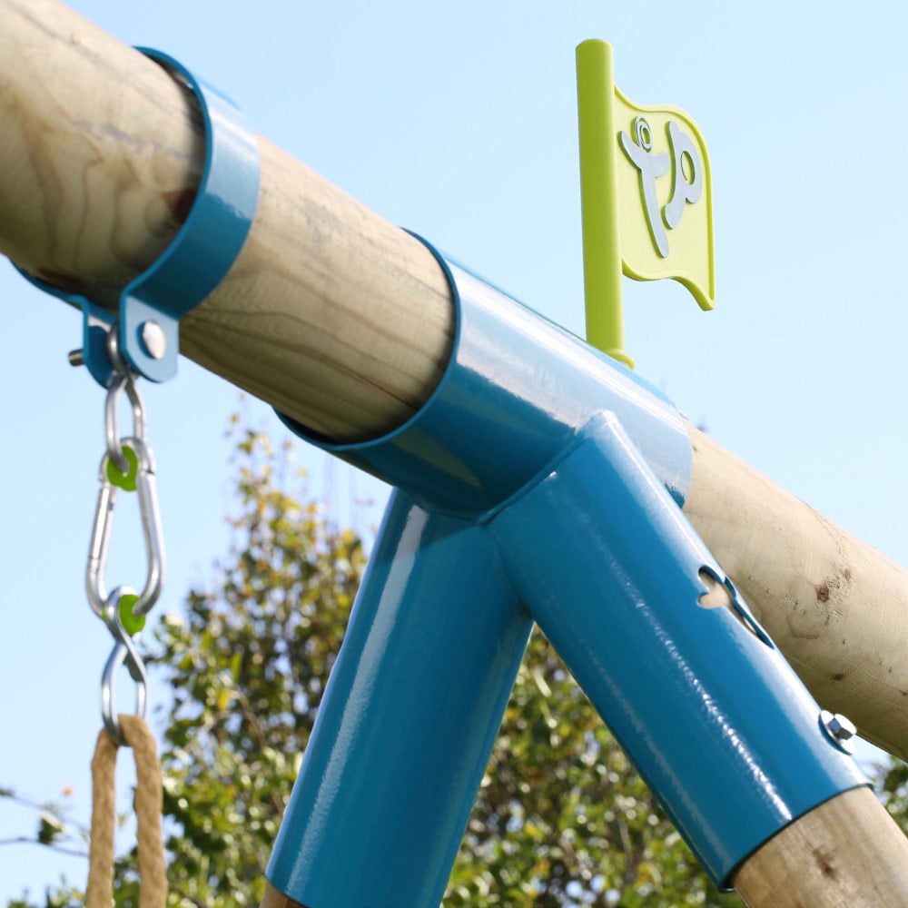Tp Knightswood Triple Wooden Swing & Slide Set With Glider & Button Seat Image 3