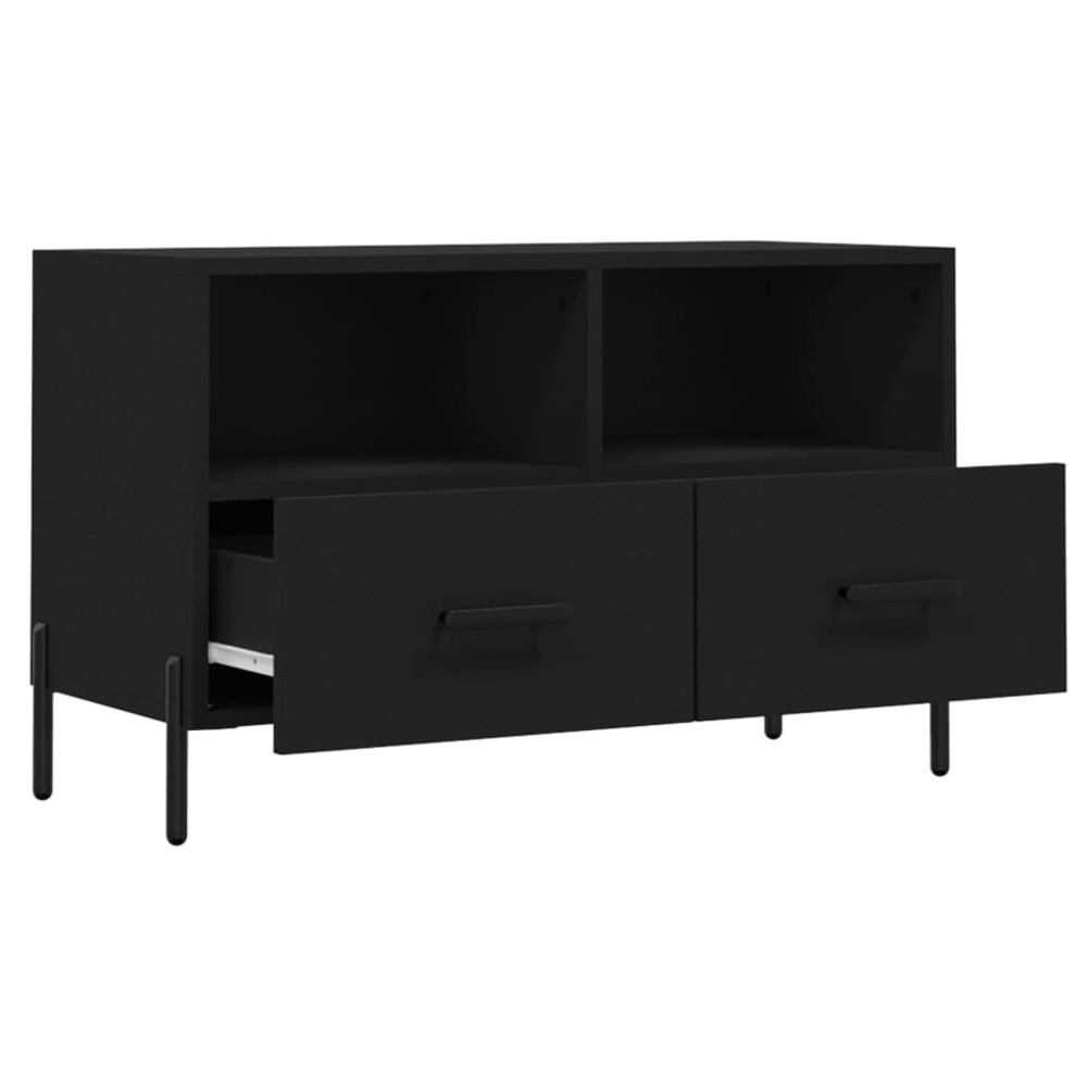 vidaXL 2 Drawer 2 Shelf Black TV Cabinet Image 6