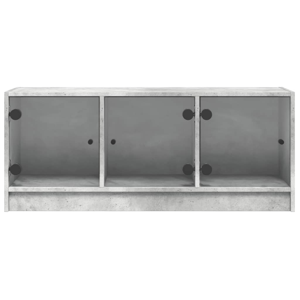 vidaXL 3 Glass Door Concrete Grey TV Cabinet Image 6