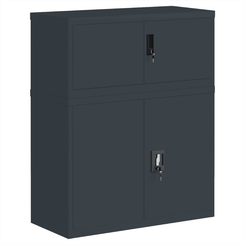 vidaXL 2 Door Anthracite Steel Archive Cabinet Set of 2 Image 2