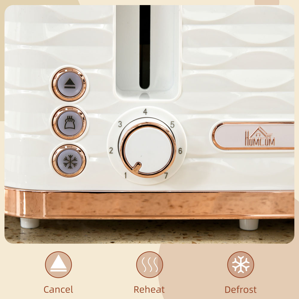 HOMCOM 800-209V70CW White Ripple 4 Slot Toaster 1600W Image 5