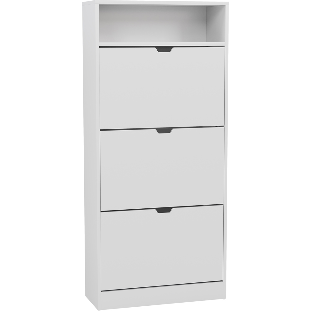 VIDA DESIGNS 3 Drawer Single Shelf White Shoe Cabinet Image 2