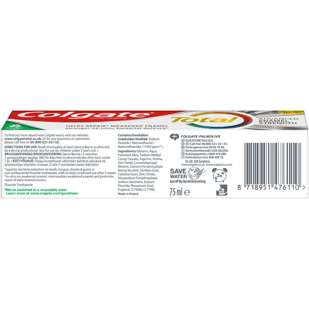 Colgate Total Advanced Enamel Health Toothpaste 75ml Image 3