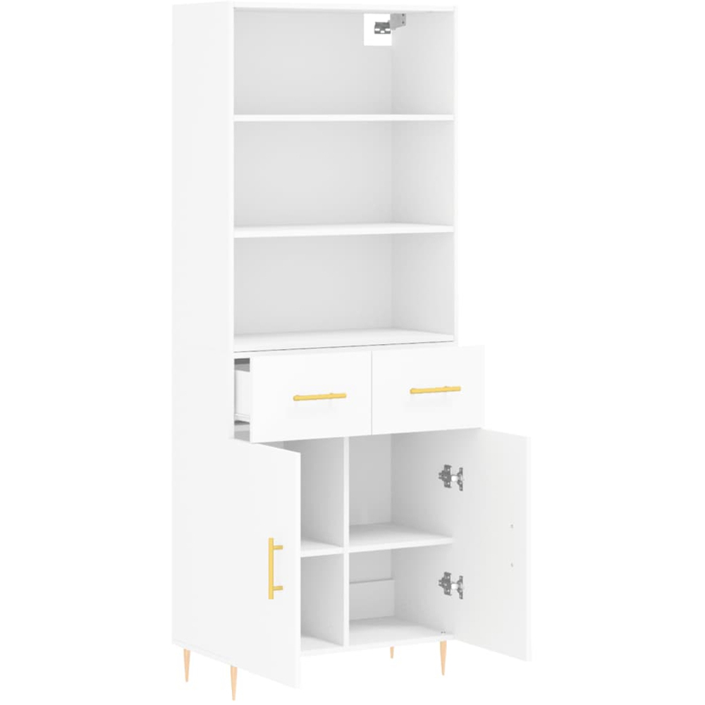 vidaXL 2 Door 2 Drawer 3 Shelf White Highboard Image 4