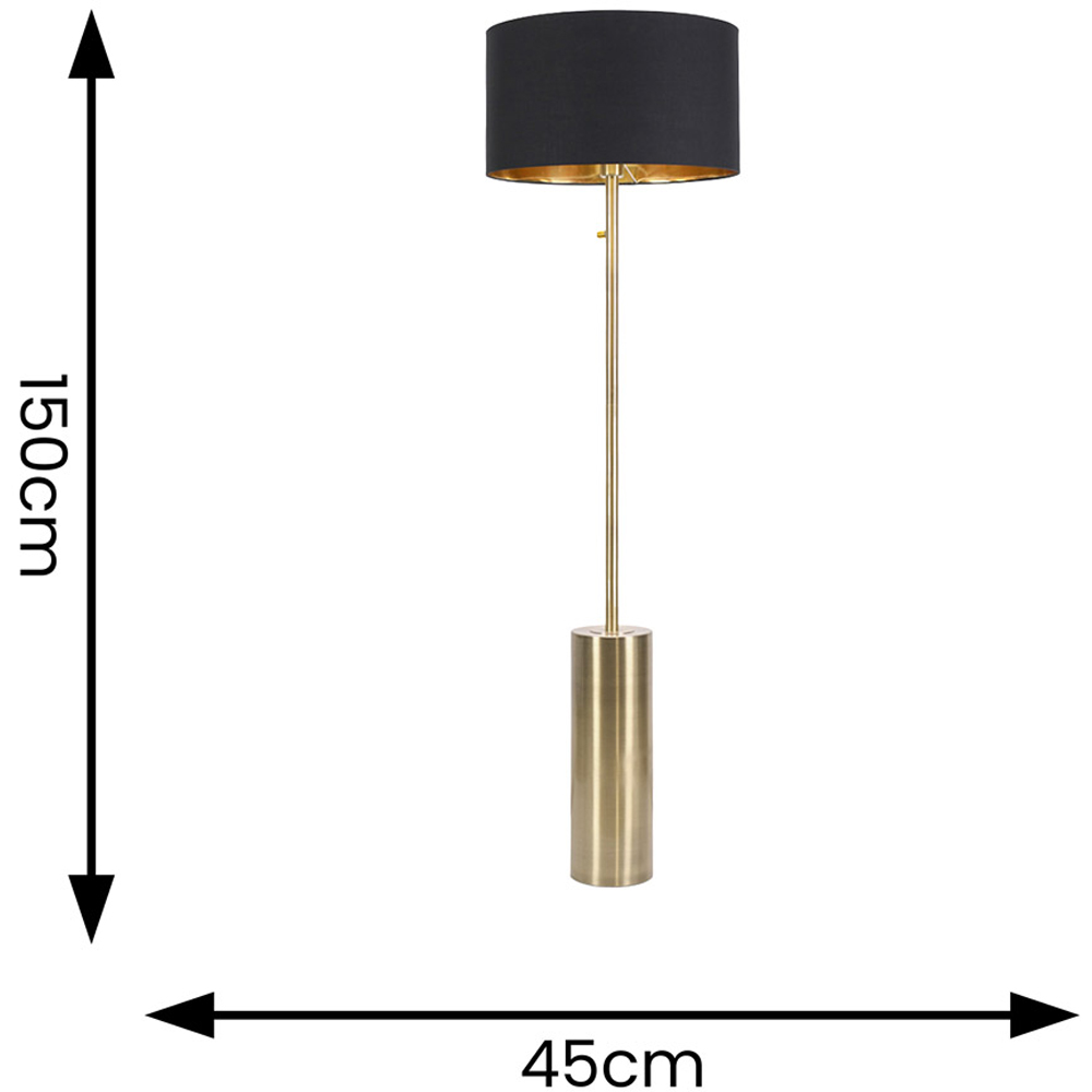 ValueLights Lexy Reni Black Shade Antique Brass LED Floor Lamp Image 4