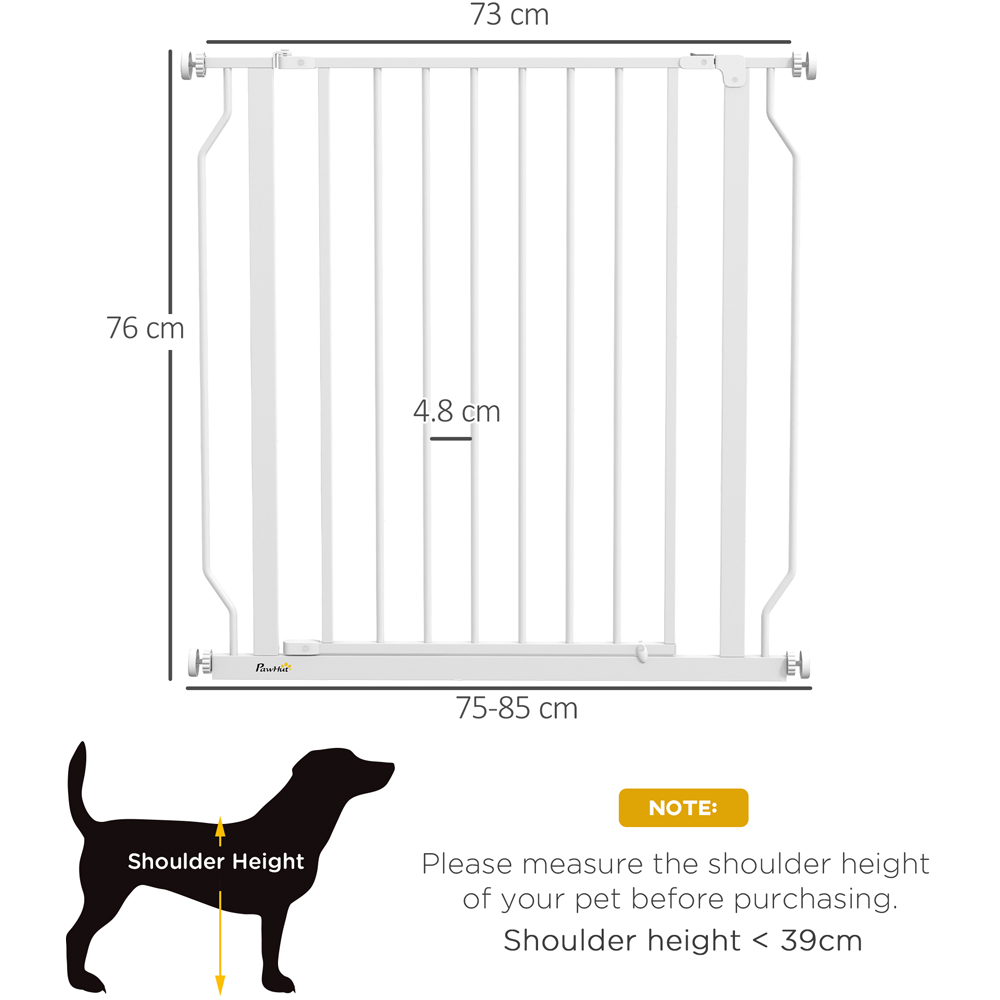 PawHut White 75-85cm Door Pressure Fit Wide Stair Pet Safety Gate Image 8