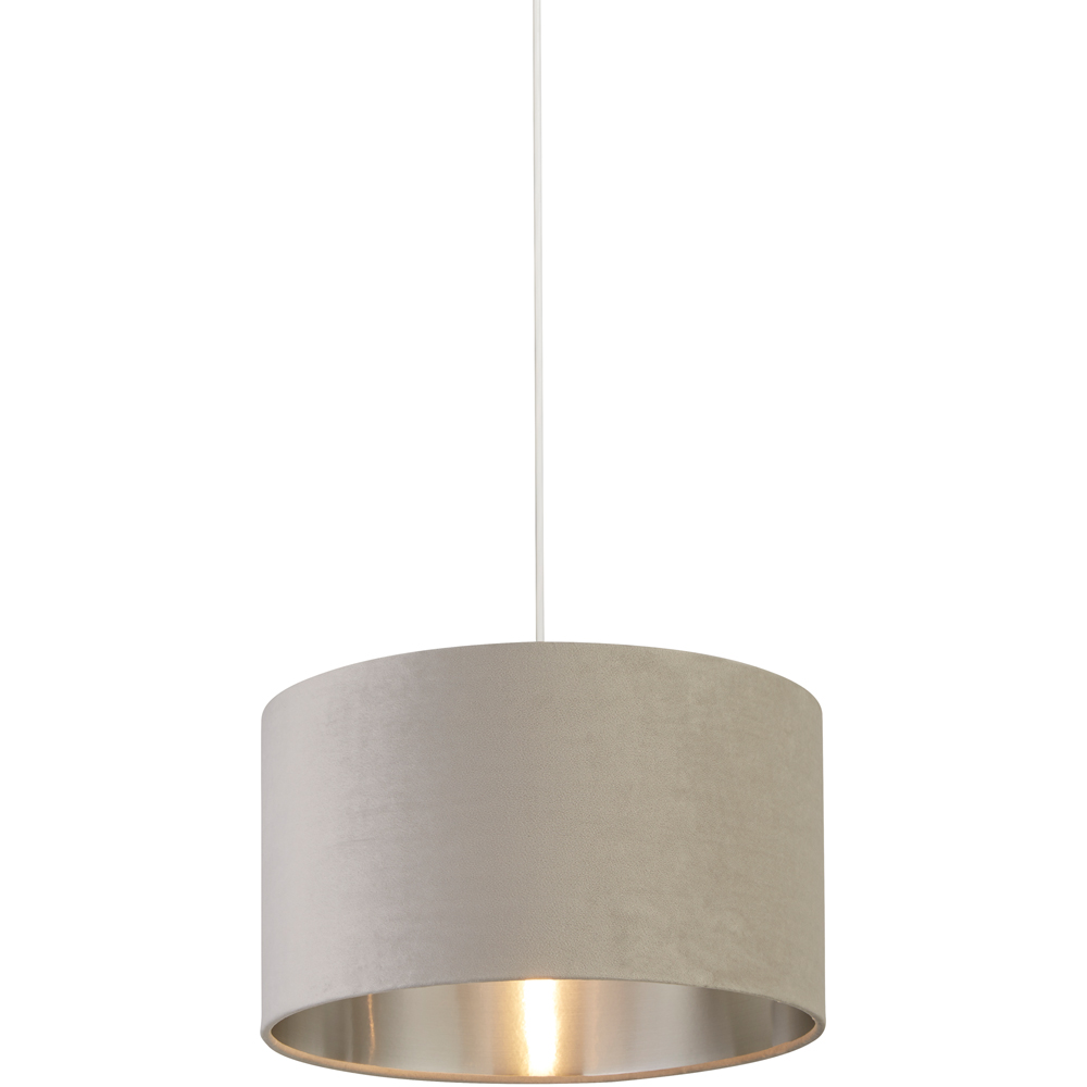 Lighting Collection Light Grey Silver Inner Velvet Drum Shade 35cm Image 3