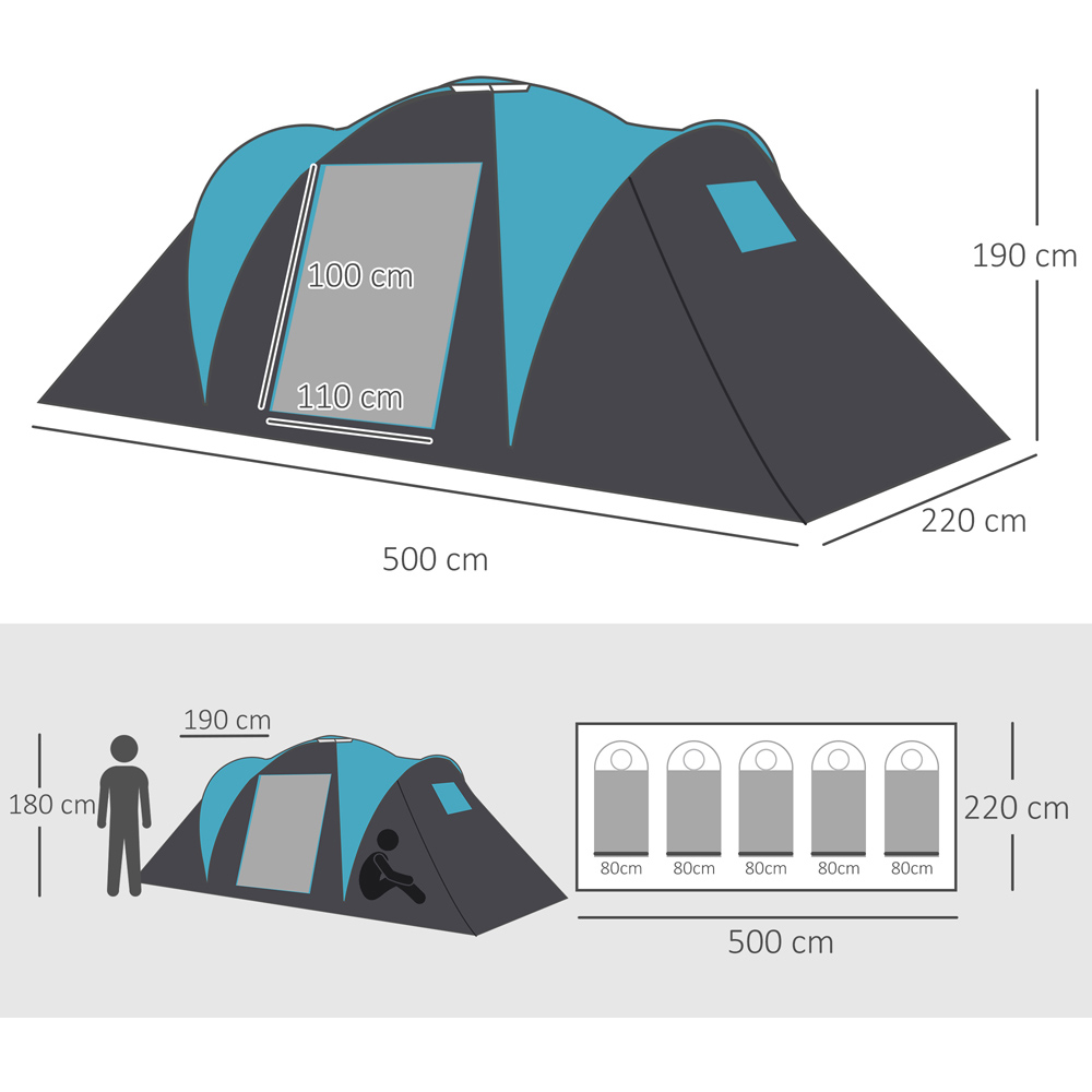 Outsunny 4-Person Blue Camping Tent Image 6