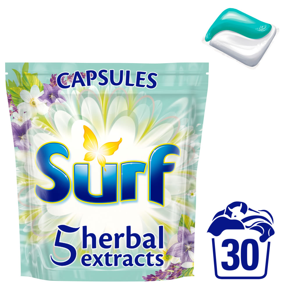 Surf Herbal Extract Laundry Detergent Capsules 30 pack Image 1