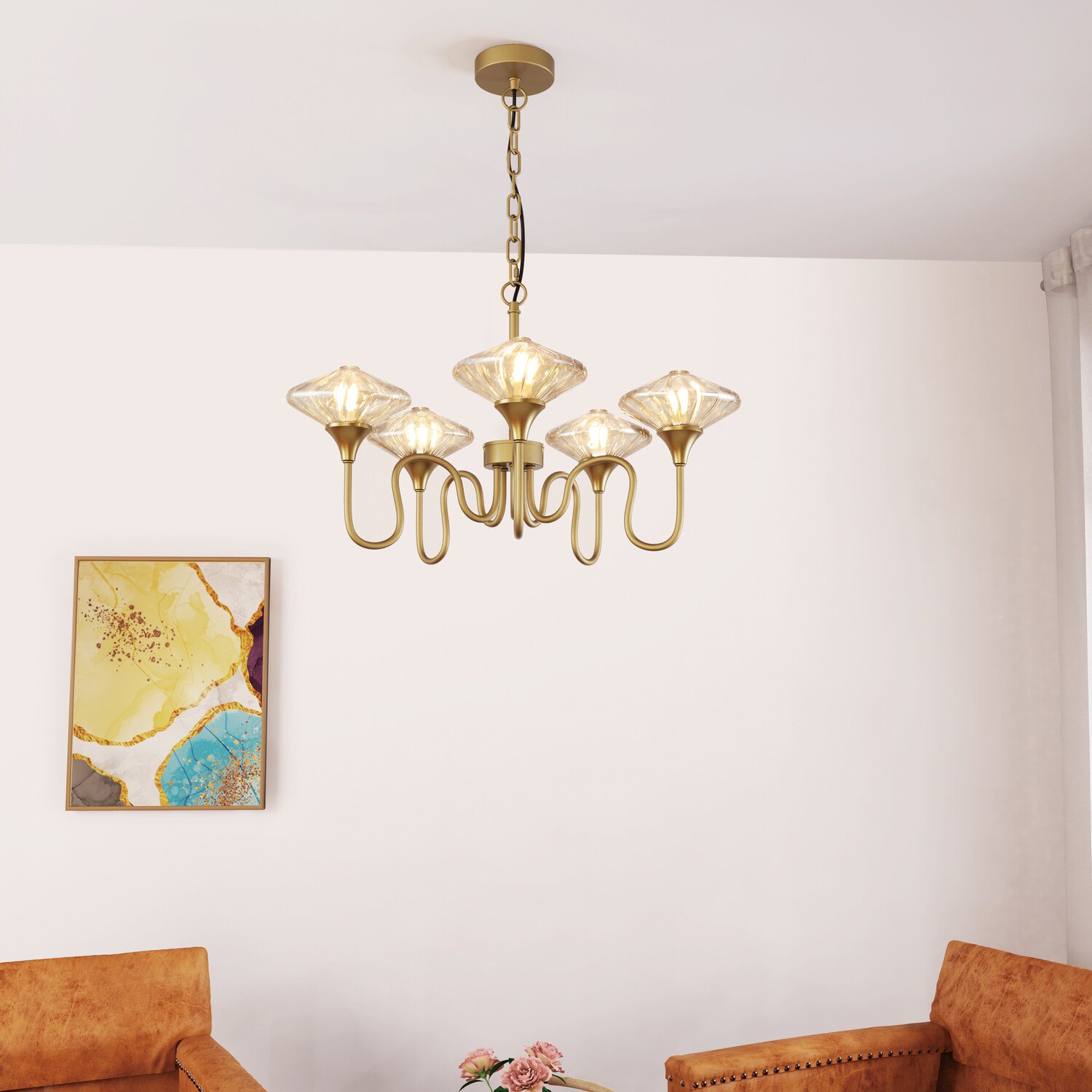 Charlotte 5 Arm Ceiling Light Gold Image 2