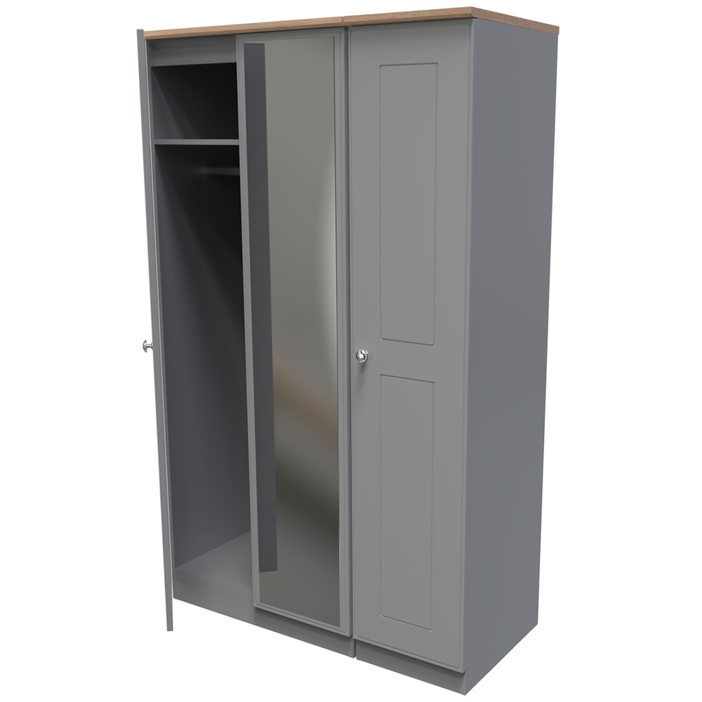 Crowndale Victoria 3 Door Dusk Grey and Oak Wardrobe Image 6
