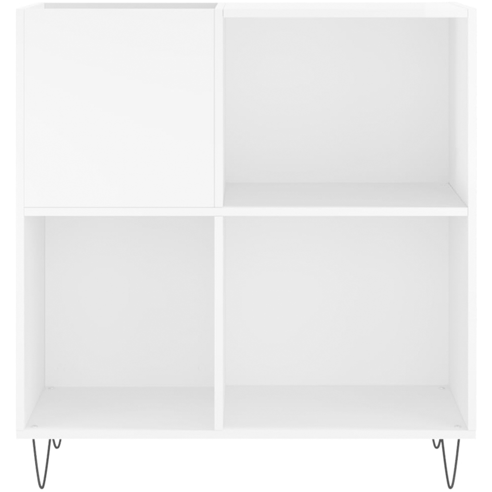 vidaXL 3 Shelf High Gloss White Square Record Cabinet Image 4