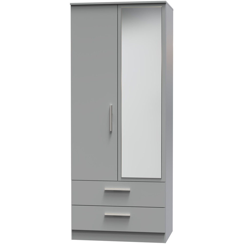 Crowndale Camden 2 Door 2 Drawer Dusk Grey Mirrored Wardrobe Ready Assembled Image 4