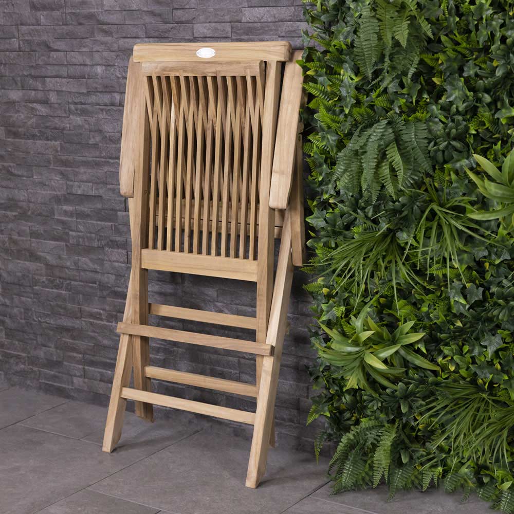Charles Bentley Set of 2 Teak Wooden Foldable Patio Armchair Image 4