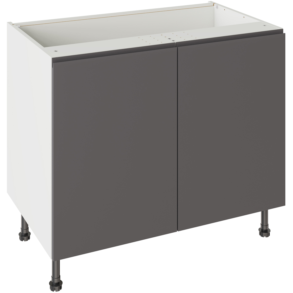 Kitchen Kit J-Pull Gloss Graphite Base Kitchen Cabinet Flatpack 1000mm Image 1