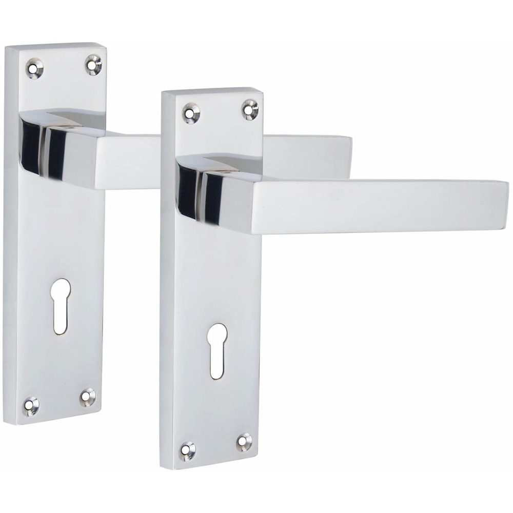 Golden Grace Silver Victorian Straight Delta 3 Lever Lock Door Handle 64mm 150 x 40mm Image 3