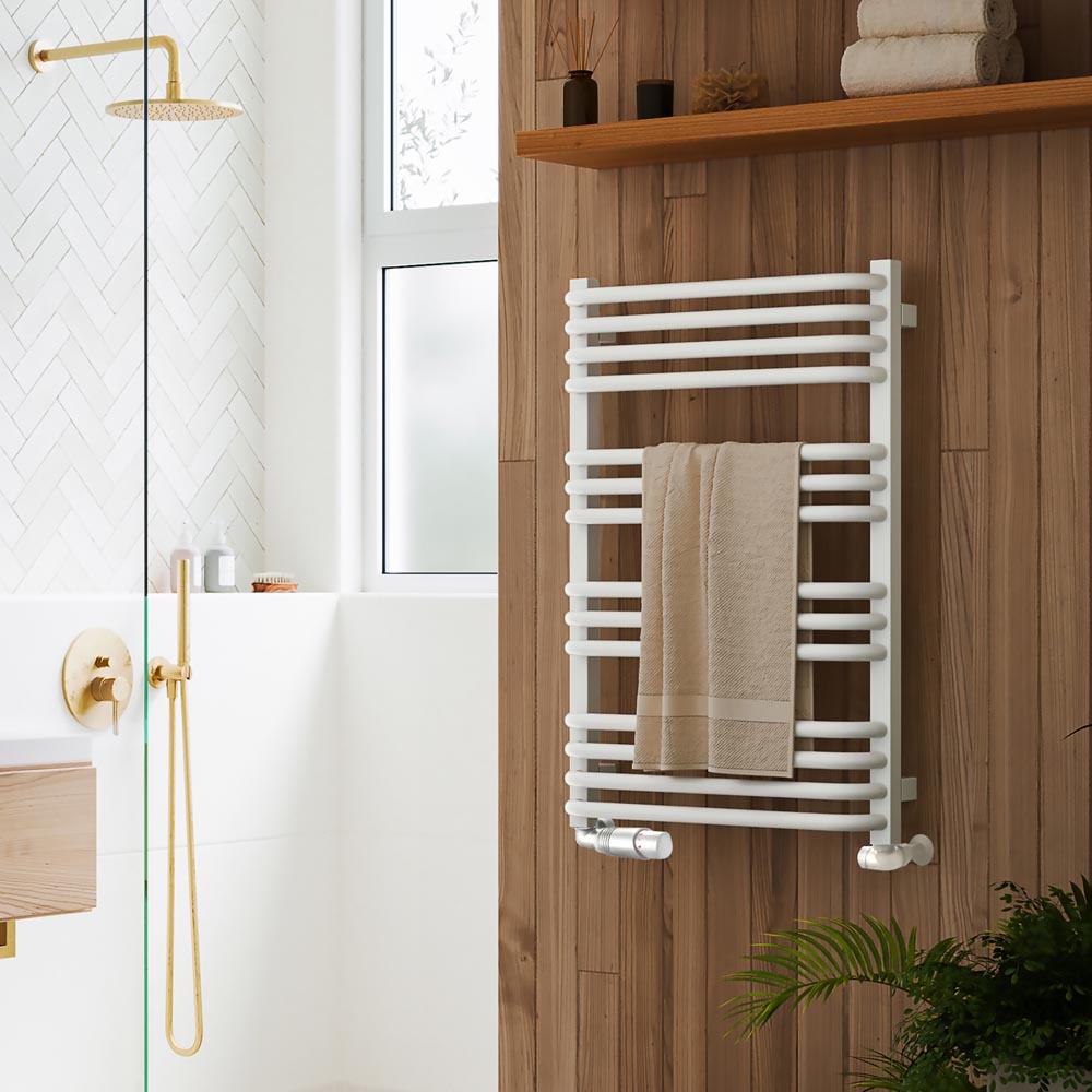 Terma Alex White Heated Towel Rail 760 x 500mm Image 2