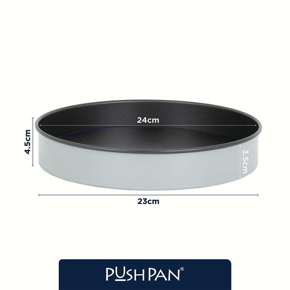 Wham PushPan 23cm Light Grey and Pewter Shallow Tin Image 9