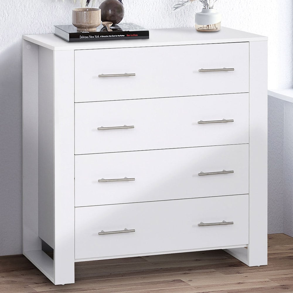 Portland 4 Drawer White Chest of Drawers Image 1