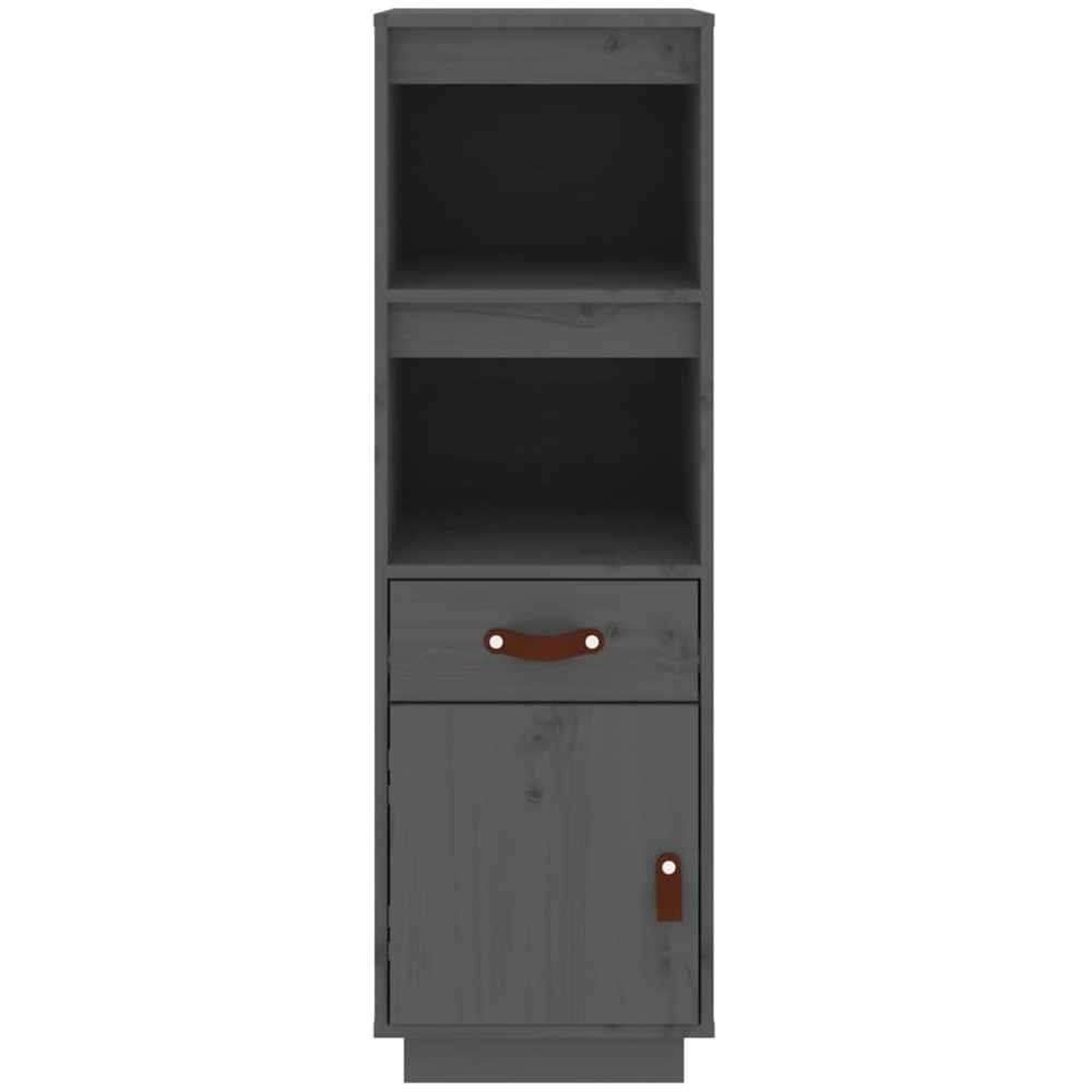 vidaXL Single Door Single Drawer 2 Shelf Grey Solid Wood Pine Highboard Image 5