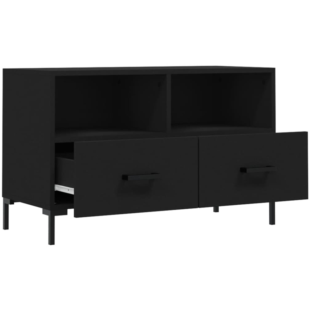 vidaXL 2 Drawer 2 Shelf Black TV Cabinet Image 6