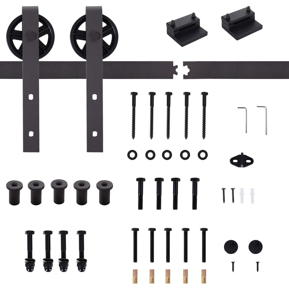 HOMCOM 6ft Single Sliding Barn Door Image 4