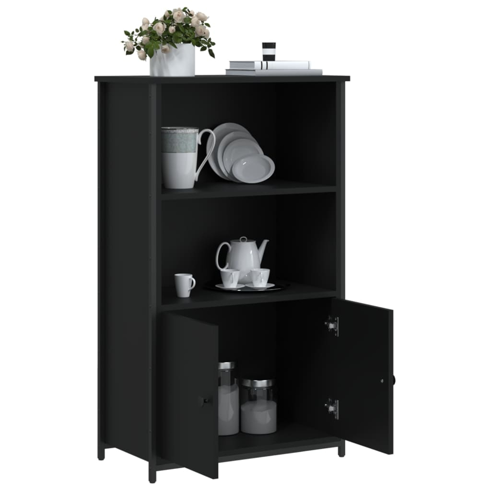 vidaXL 2 Door 2 Shelf Black Highboard Image 4