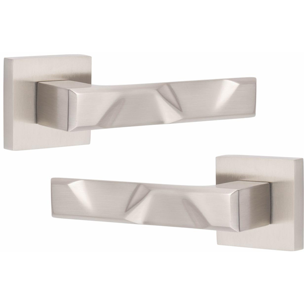 Golden Grace Satin Nickel Modern Nova Premium Door Handle Set Image 2
