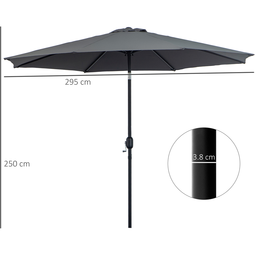 Outsunny Dark Grey Crank and Tilt Parasol 3m Image 7