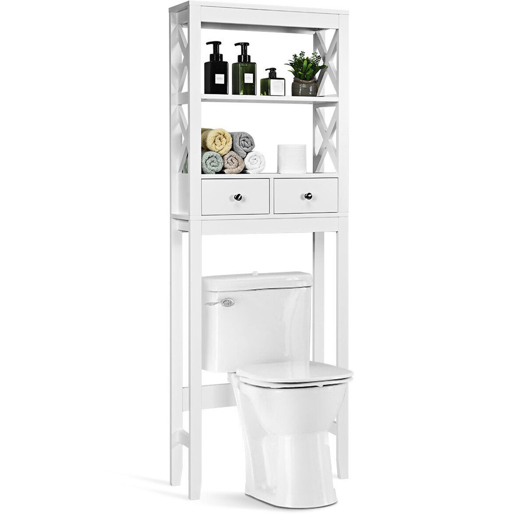 Costway 2 Drawer 2 Shelf X Frame Over the Toilet Bathroom Storage Image 3