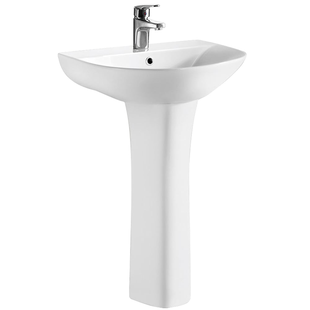 nuie Freya 1 Tap Hole White Basin and Pedestal 560mm Image 1