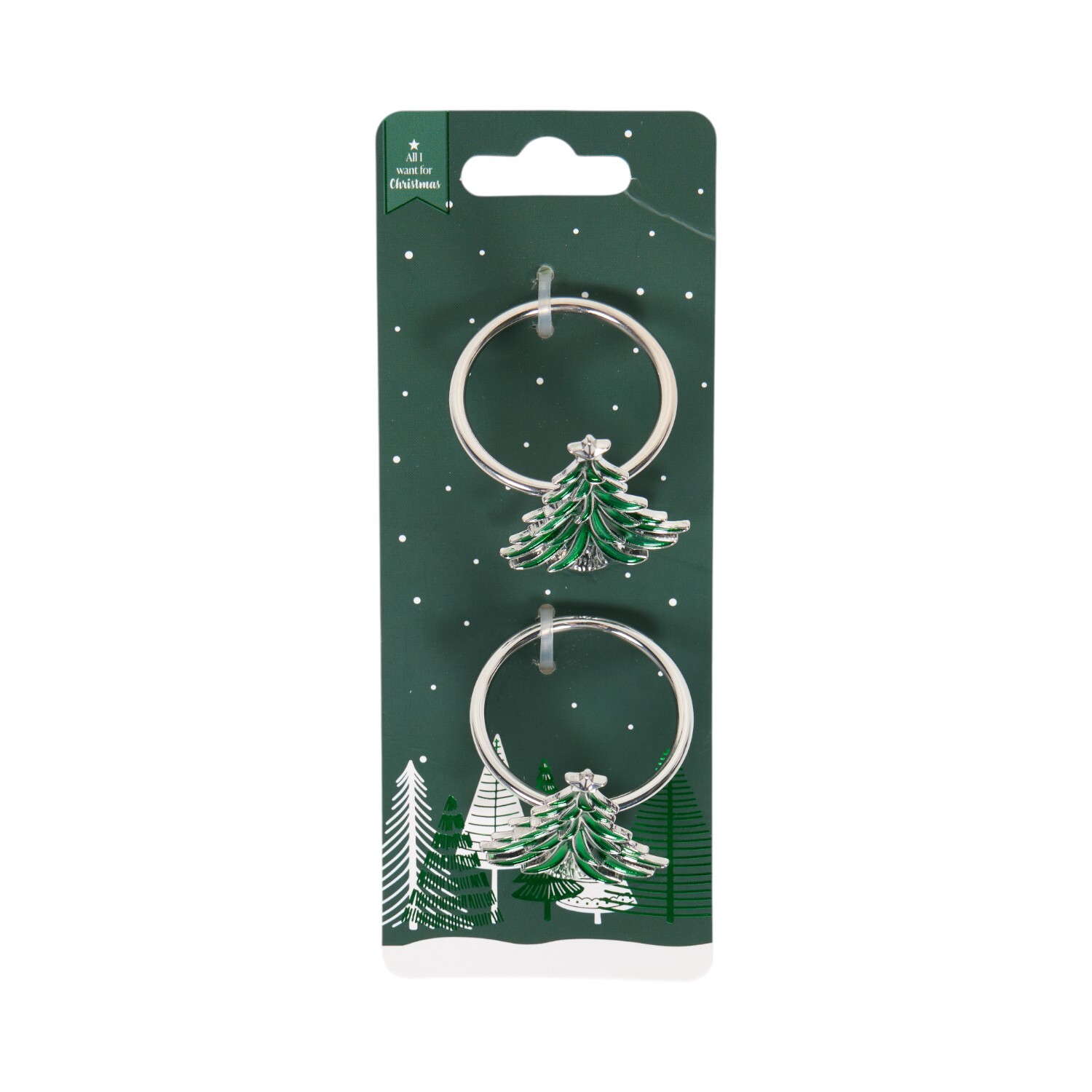 Pack of 2 Christmas Tree Napkin Rings Green Image 2