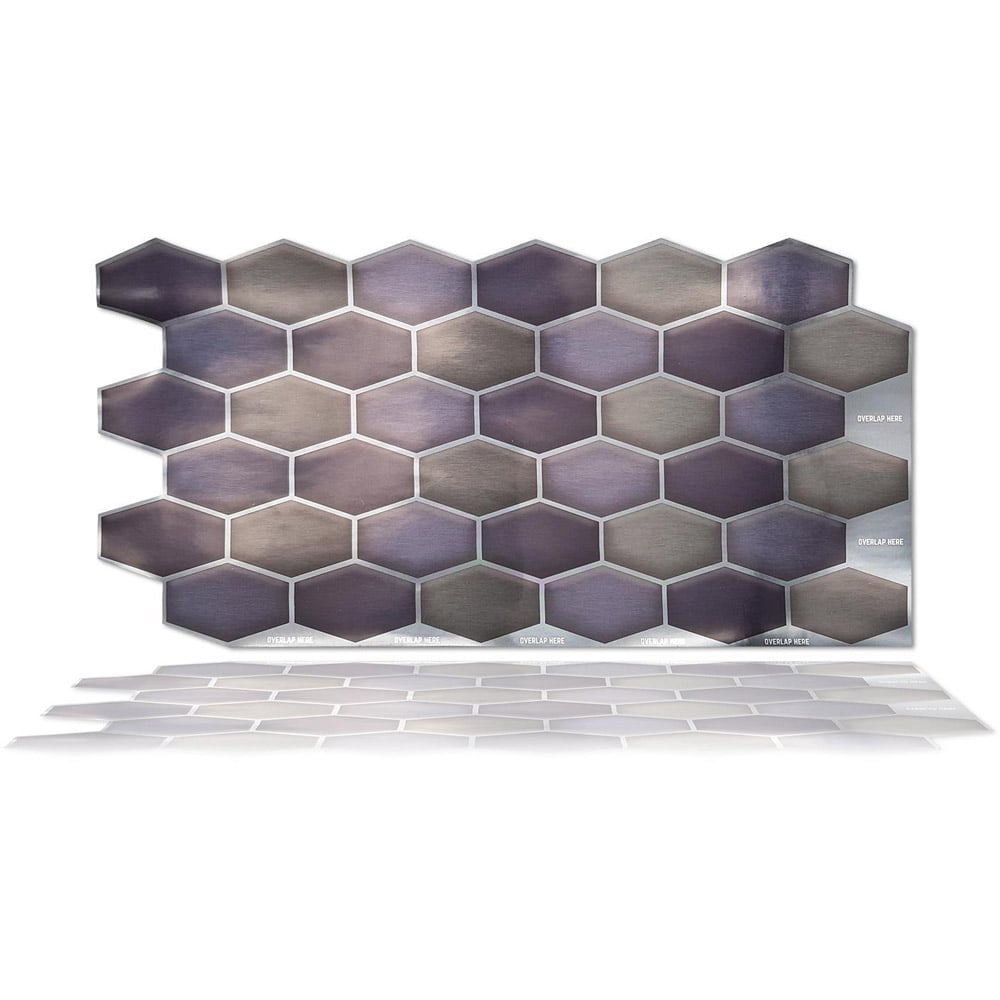 Walplus Honeycomb Hexa Dark Blue and Grey Tile Sticker 12 Pack Image 2