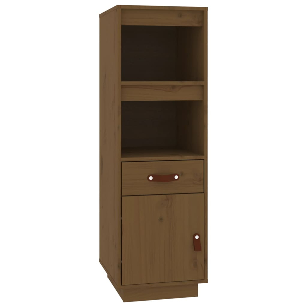 vidaXL Single Door Single Drawer 2 Shelf Honey Brown Solid Pine Wood Highboard Image 2