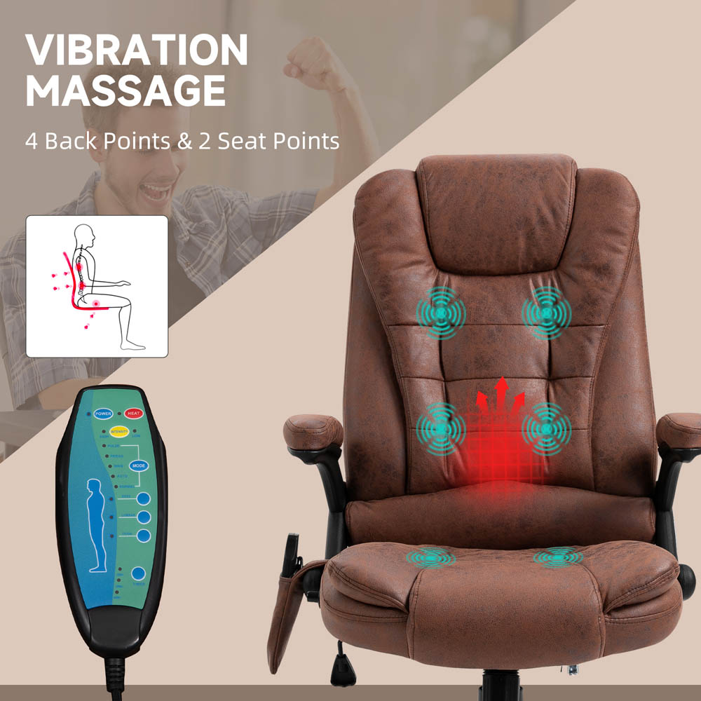 Portland Brown Microfibre Swivel Massage Recliner Office Chair Image 3
